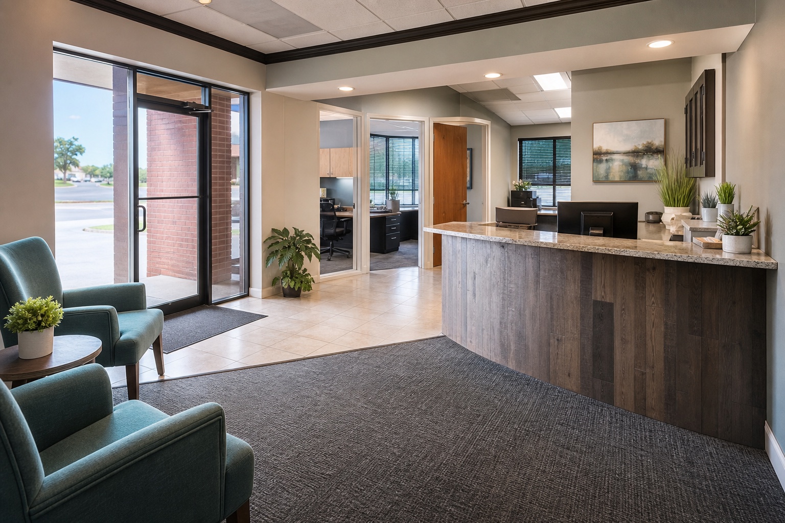 A spotless reception area in a Wichita Falls business