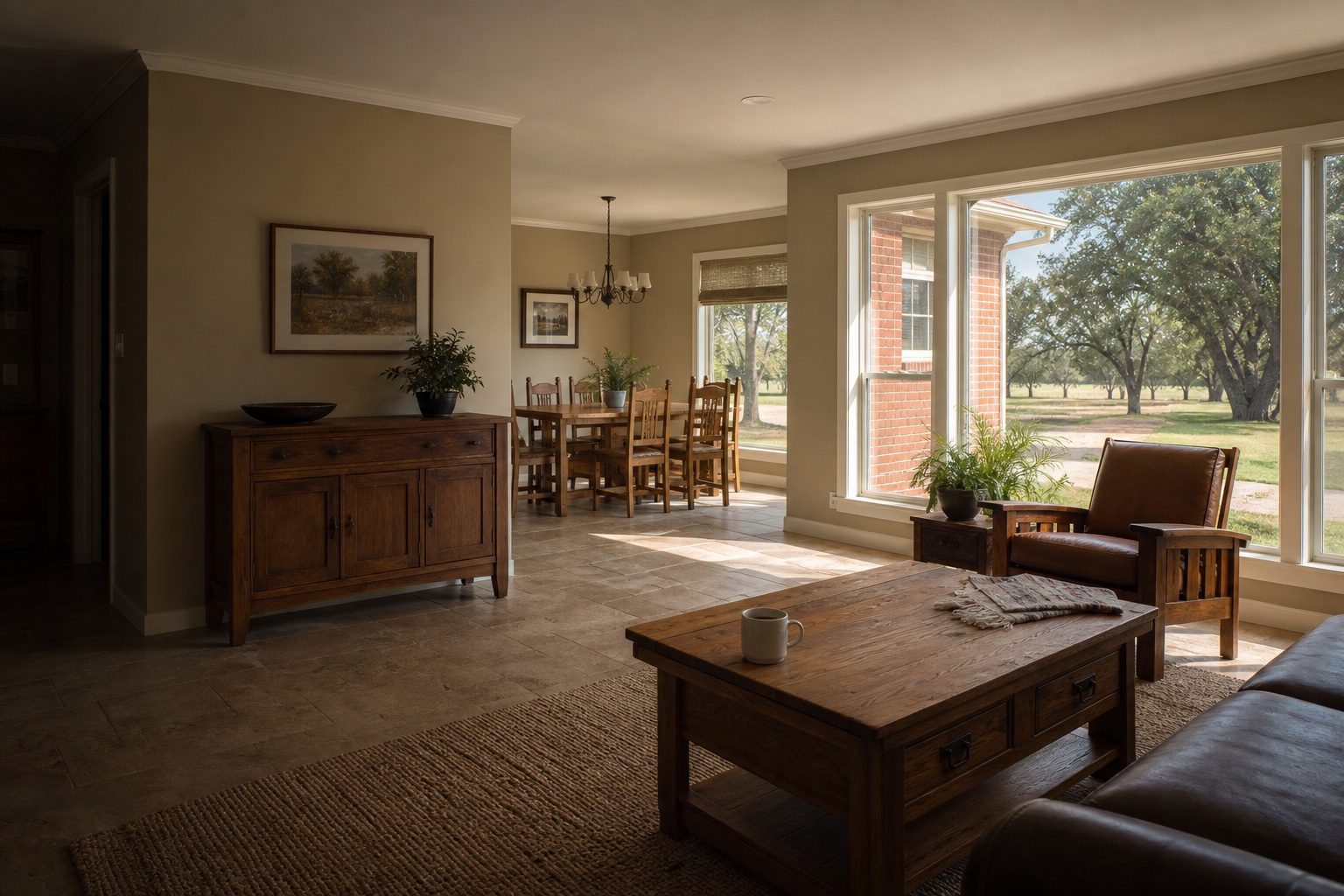 A freshly cleaned home interior with a view of the Wichita Falls landscape