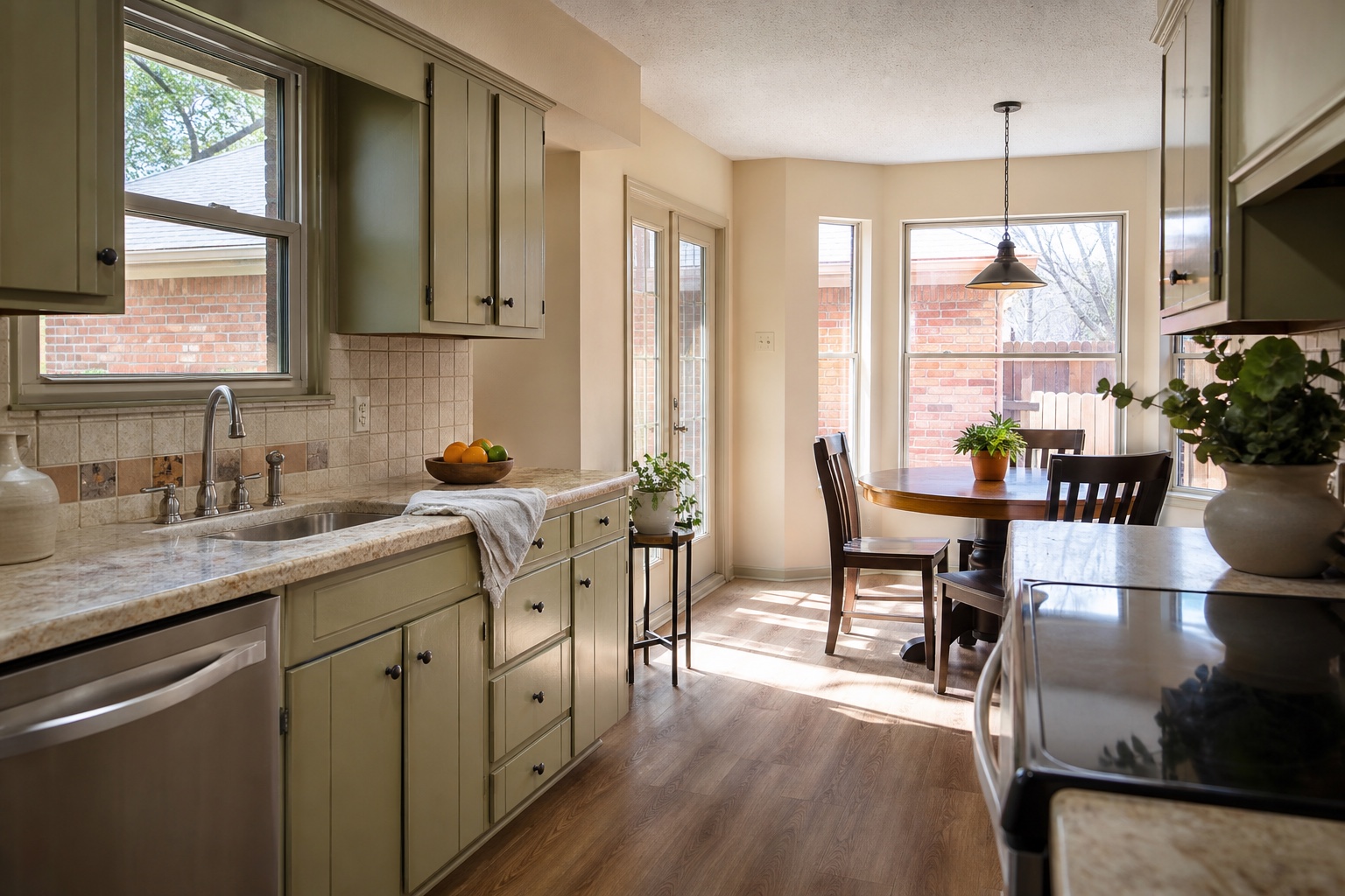 Freshly cleaned kitchen in a Wichita Falls brick home